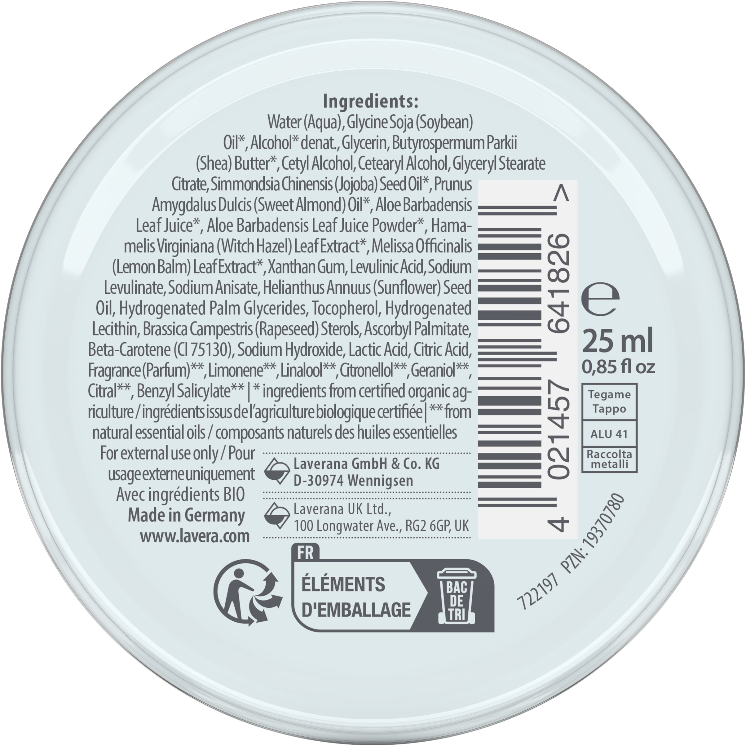 lavera Travel Size basis sensitive Crema