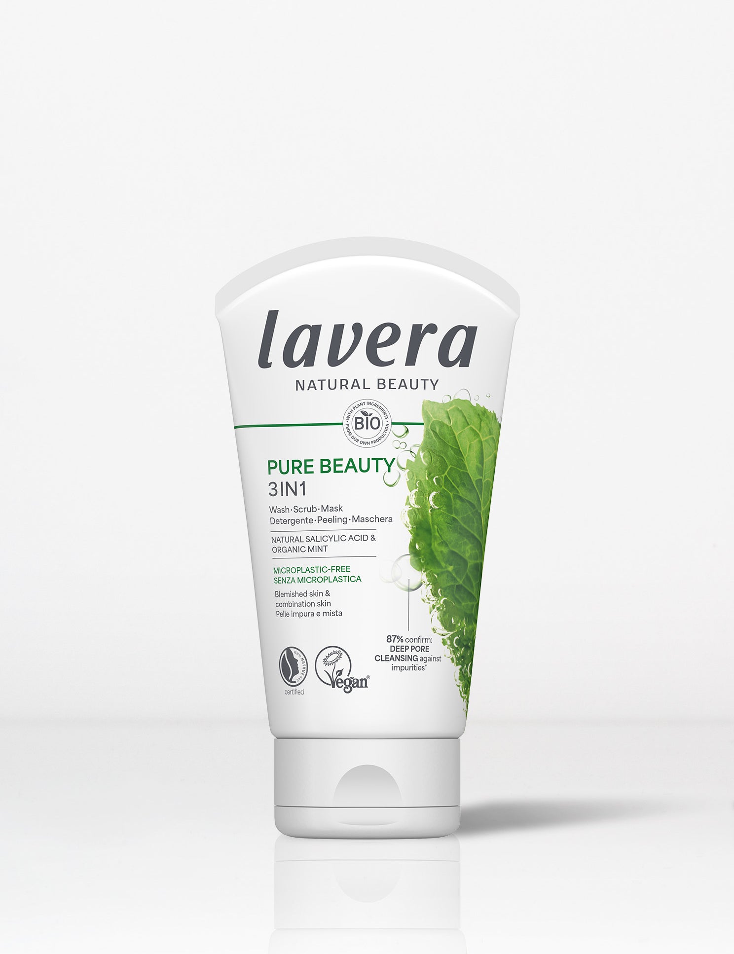 lavera Pure Beauty 3in1 Reinigung Peeling Maske
