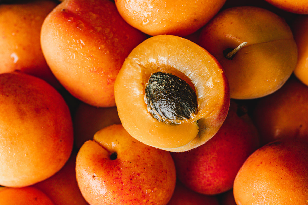 aufgeschnittene Frucht einer Aprikose