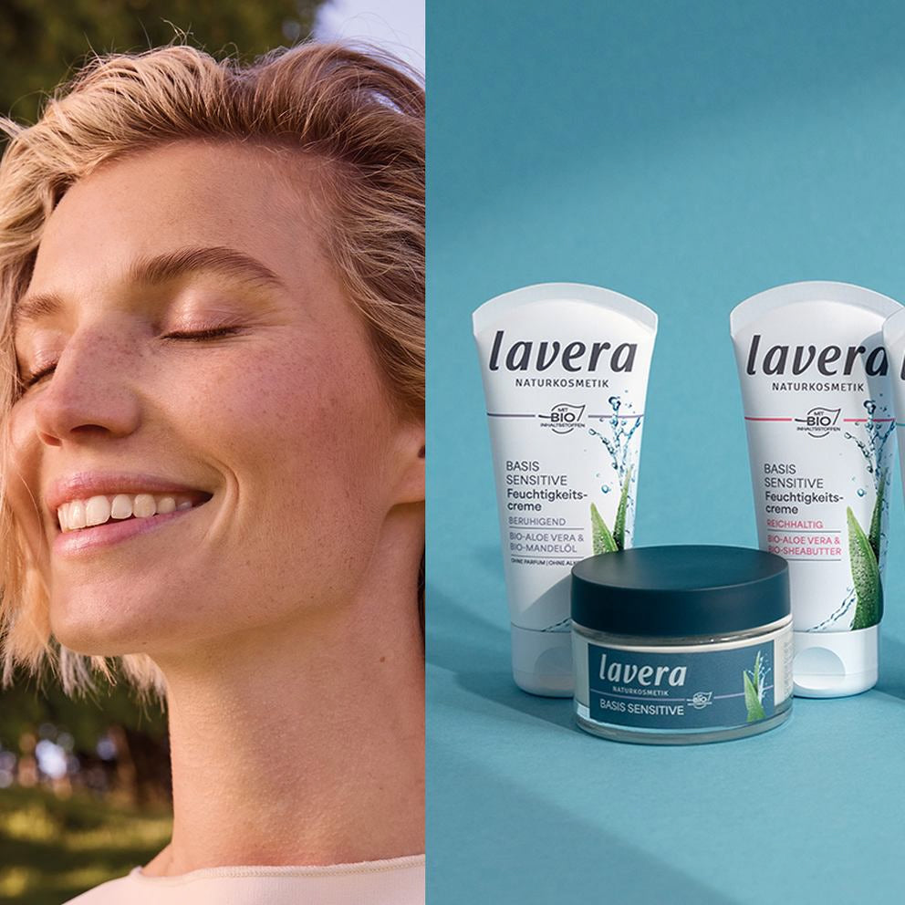 Confronto prodotti lavera basis sensitive accanto a modella