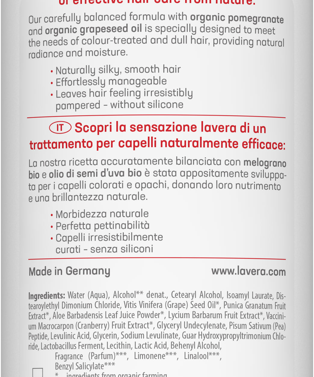 lavera Balsamo Nutriente per capelli colorati (Data di scadenza 01.08.2026)