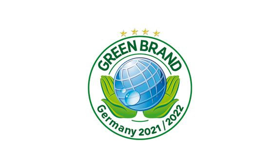 Sigillo Green Brand Germany 2021/2022 con globo e foglie verdi
